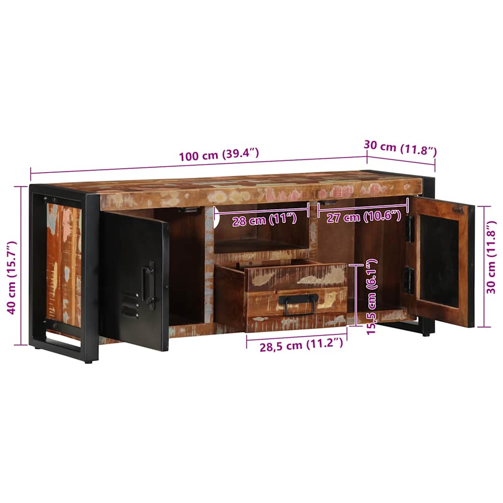 vidaXL Szafka RTV 100x30x40 cm Drewno lite odzyskane