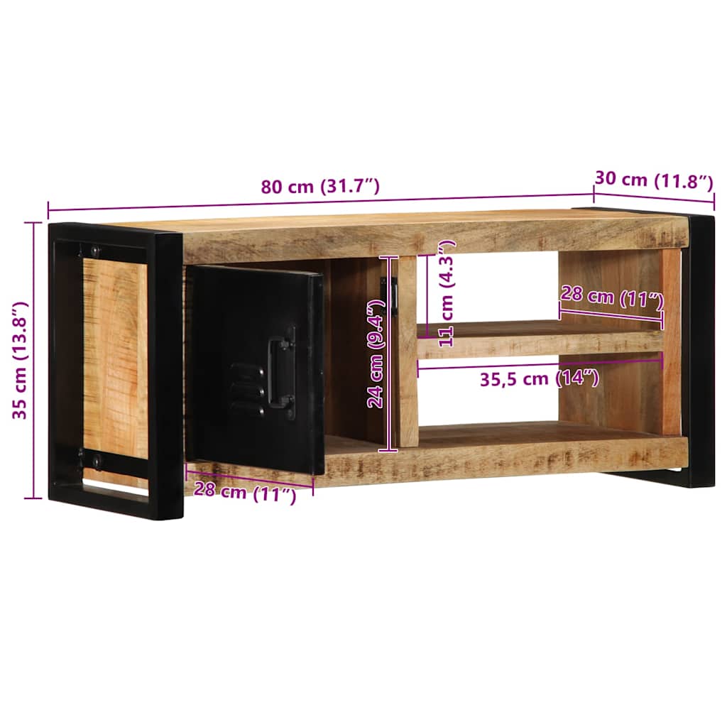 vidaXL Szafka RTV 80x30x35 cm lite drewno surowe mango