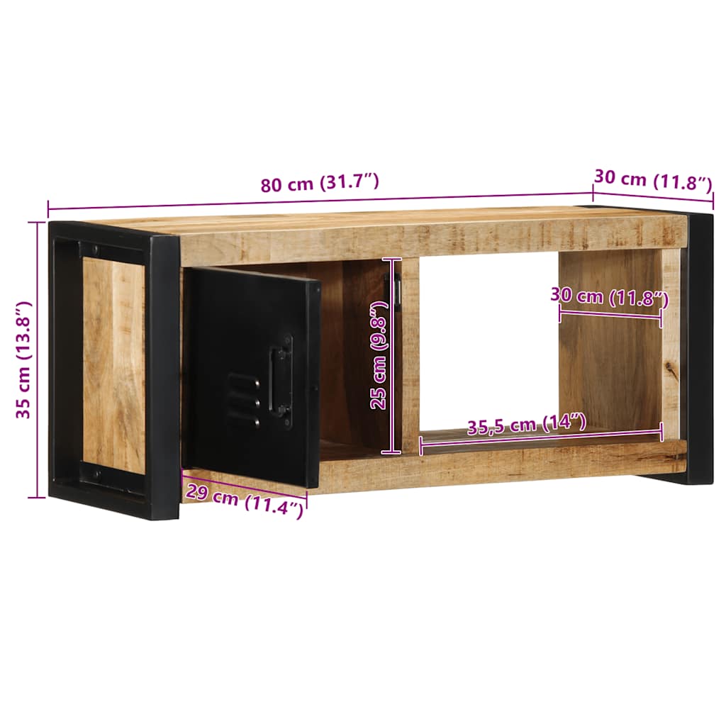vidaXL Szafka RTV 80x30x35 cm lite drewno surowe mango