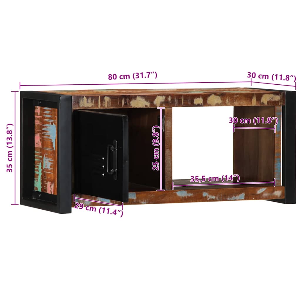 vidaXL Szafka RTV 80x30x35 cm Drewno lite odzyskane