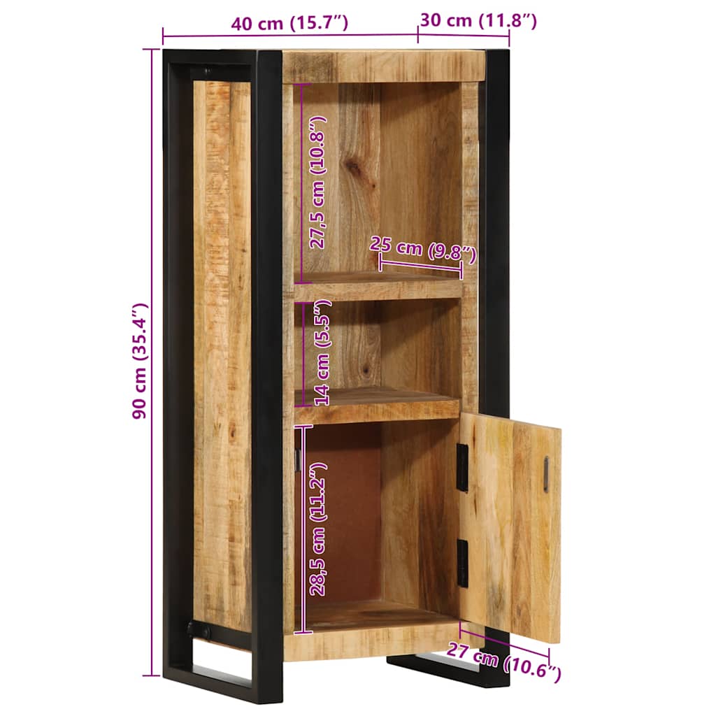 vidaXL Szafka łazienkowa 40x30x90 cm Drewno lite surowe mango