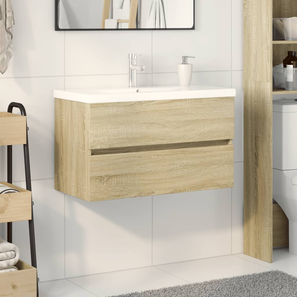 vidaXL 2-cz. zestaw łazienkowy, ceramika i materiał drewnopochodny