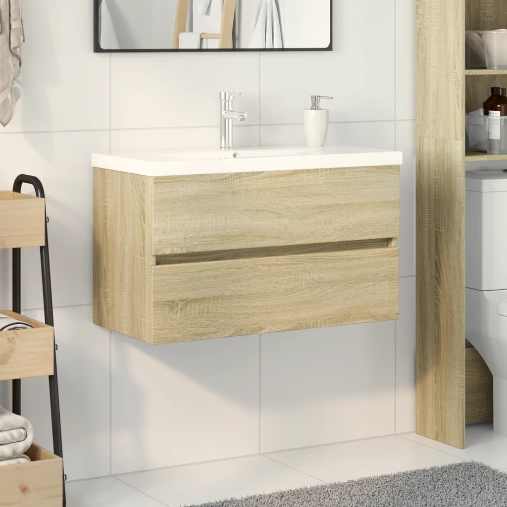 vidaXL 2-cz. zestaw łazienkowy, ceramika i materiał drewnopochodny