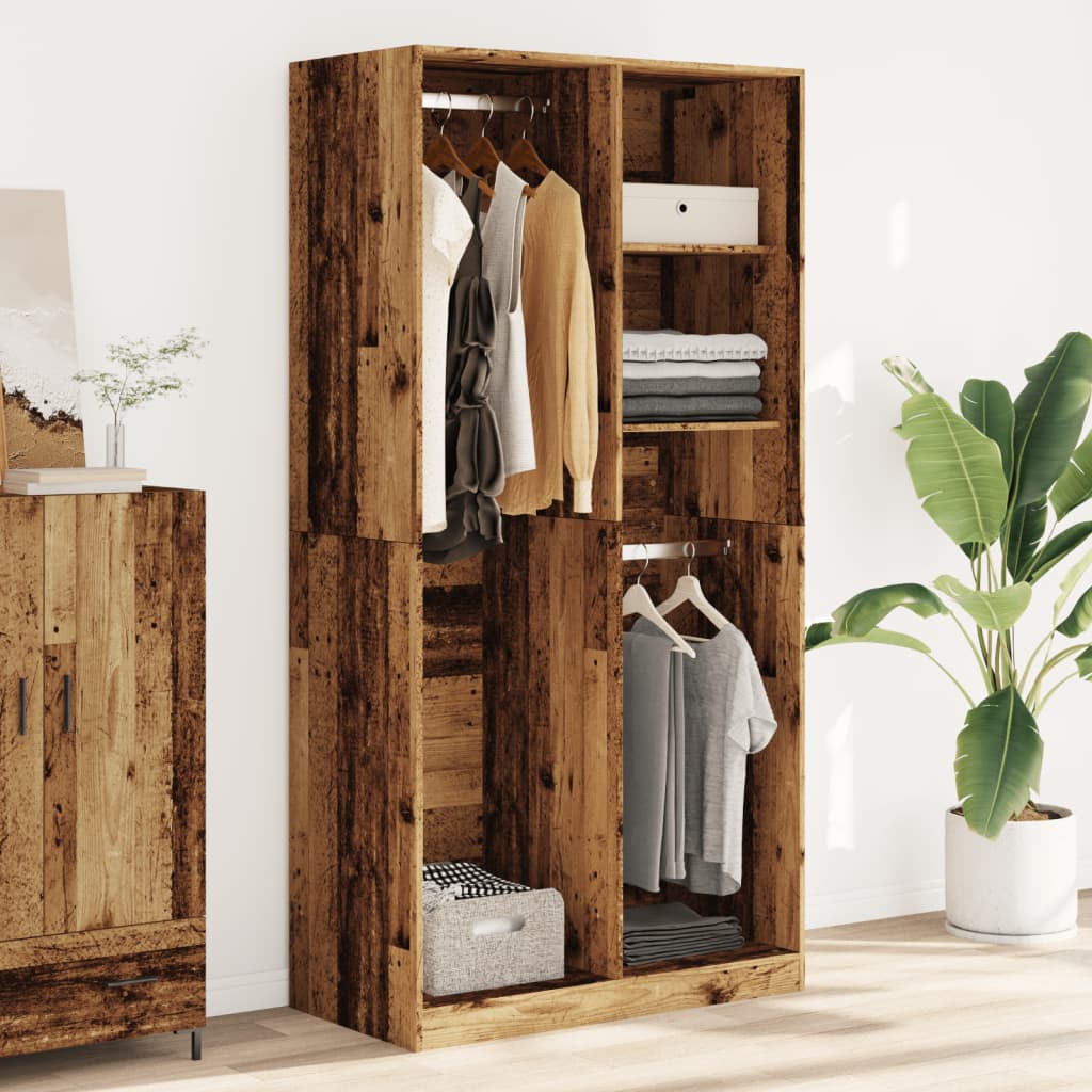 vidaXL Szafa, stare drewno, 100x50x200 cm, materiał drewnopochodny