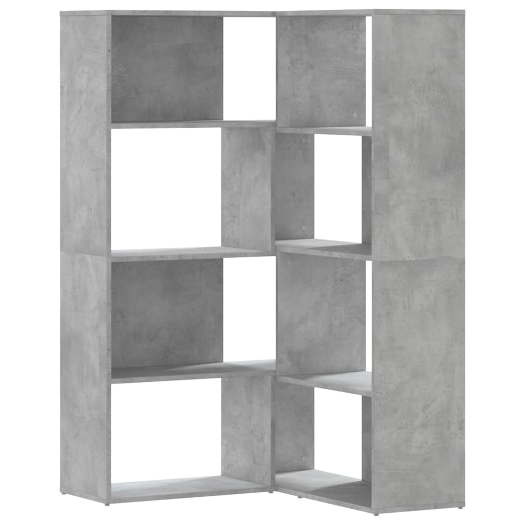 vidaXL 4-poziomowy regał narożny, szarość betonu, 85x85x140 cm