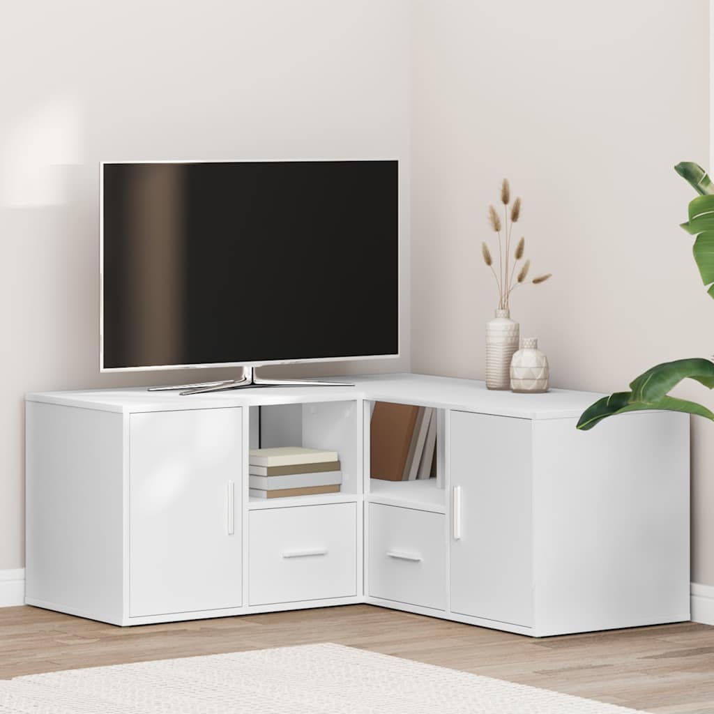 vidaXL Szafka narożna, biała, 160x40x45 cm, materiał drewnopochodny