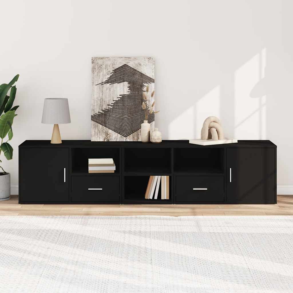 vidaXL Szafka narożna, czarna, 200x40x45 cm, materiał drewnopochodny