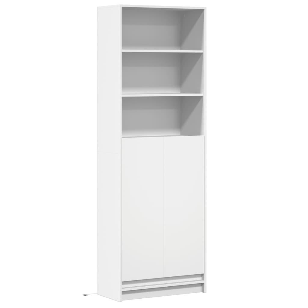 vidaXL Wysoka szafka z LED, biała, 69x32,5x200 cm