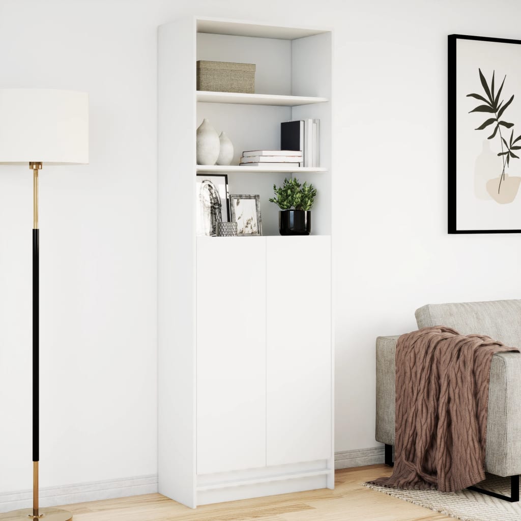 vidaXL Wysoka szafka z LED, biała, 69x32,5x200 cm