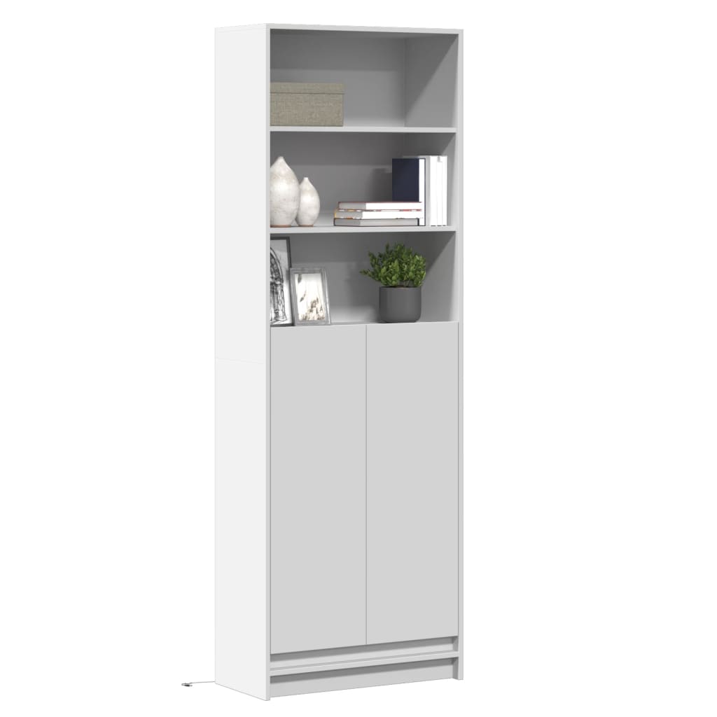 vidaXL Wysoka szafka z LED, biała, 69x32,5x200 cm