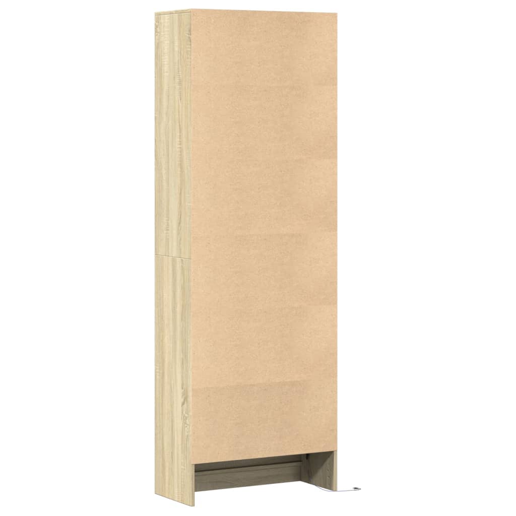 vidaXL Wysoka szafka z LED, dąb sonoma, 69x32,5x200 cm