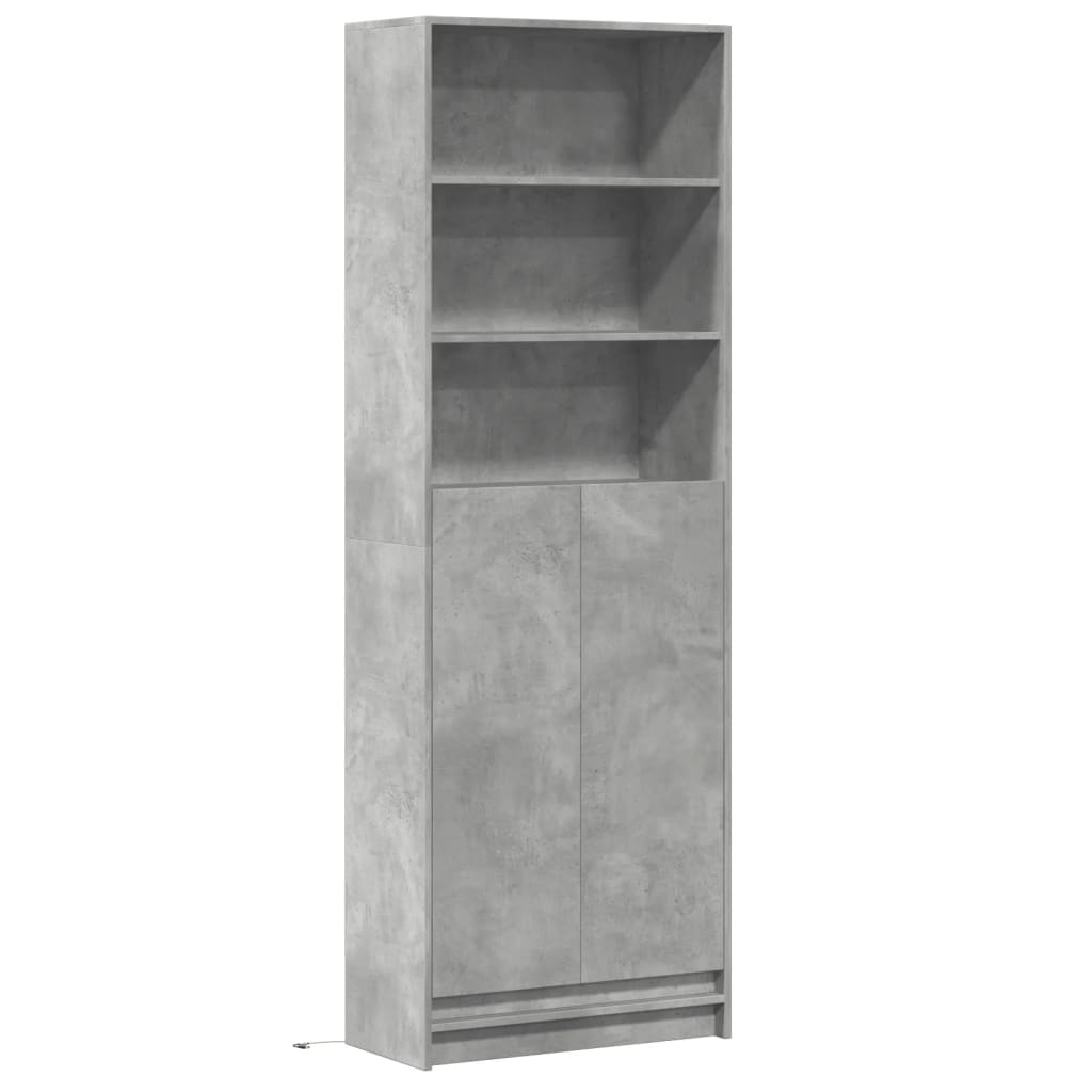 vidaXL Wysoka szafka z LED, szarość betonu, 69x32,5x200 cm