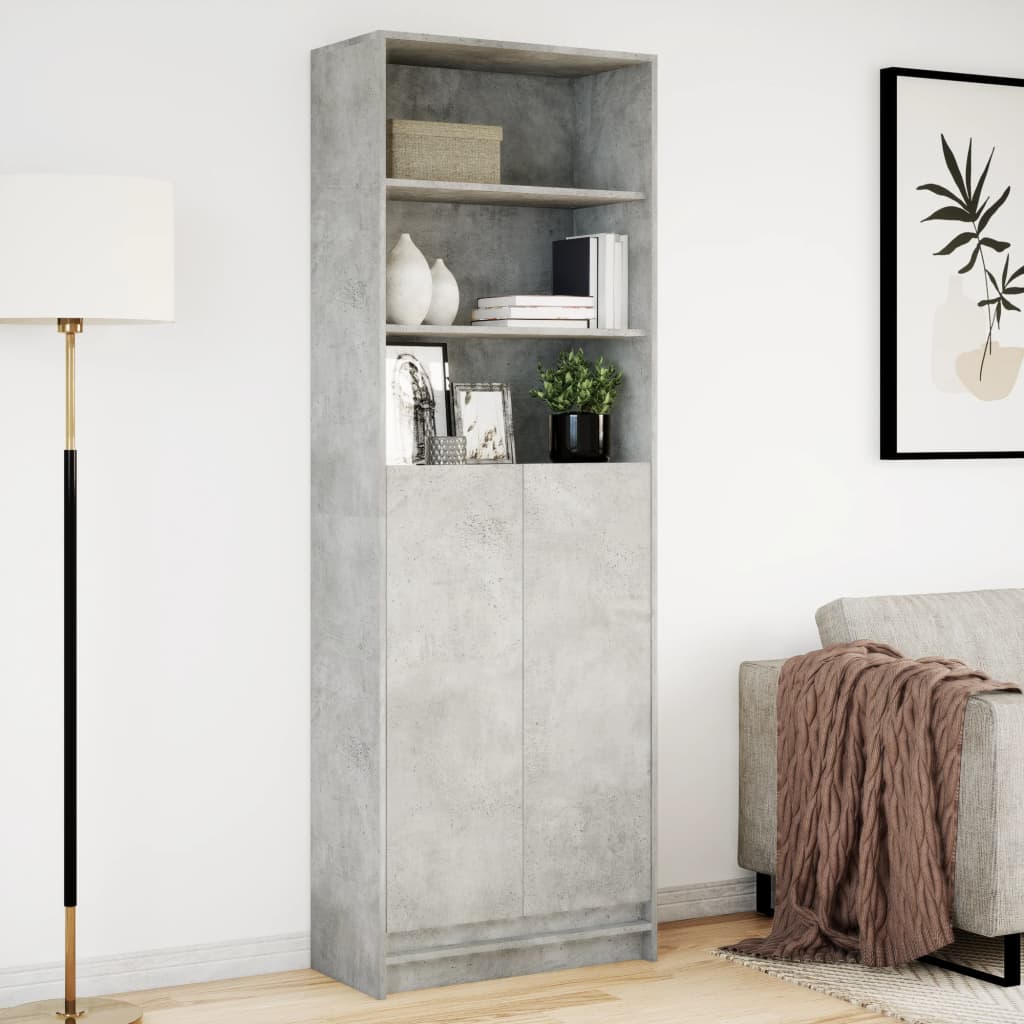 vidaXL Wysoka szafka z LED, szarość betonu, 69x32,5x200 cm