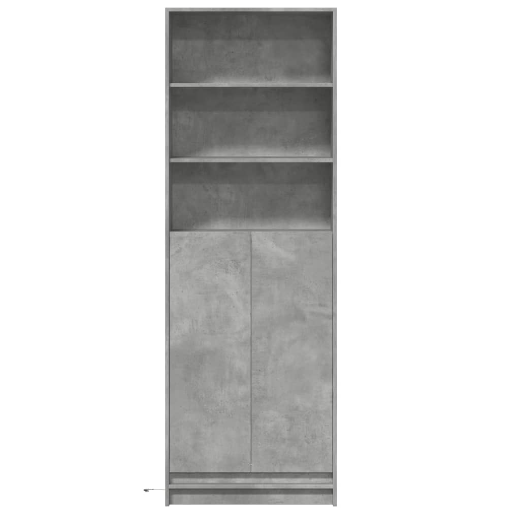 vidaXL Wysoka szafka z LED, szarość betonu, 69x32,5x200 cm