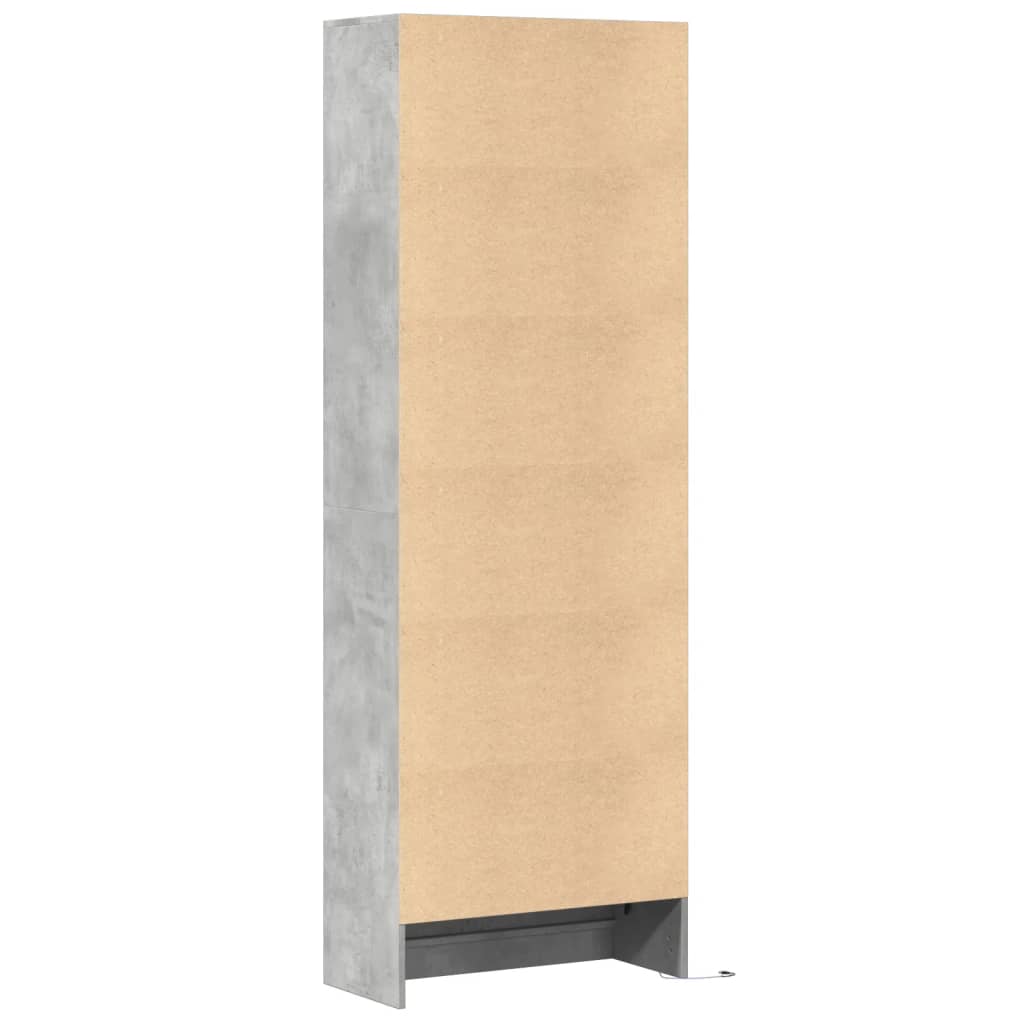 vidaXL Wysoka szafka z LED, szarość betonu, 69x32,5x200 cm