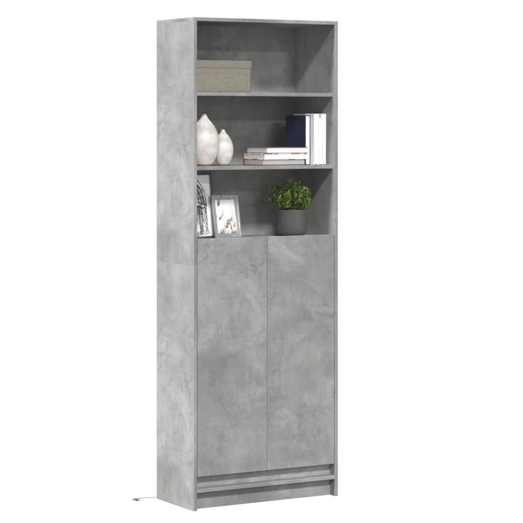 vidaXL Wysoka szafka z LED, szarość betonu, 69x32,5x200 cm
