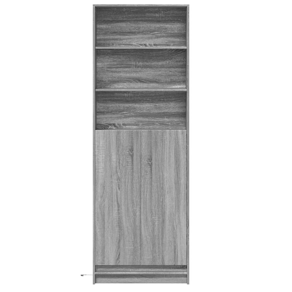 vidaXL Wysoka szafka z LED, szary dąb sonoma, 69x32,5x200 cm