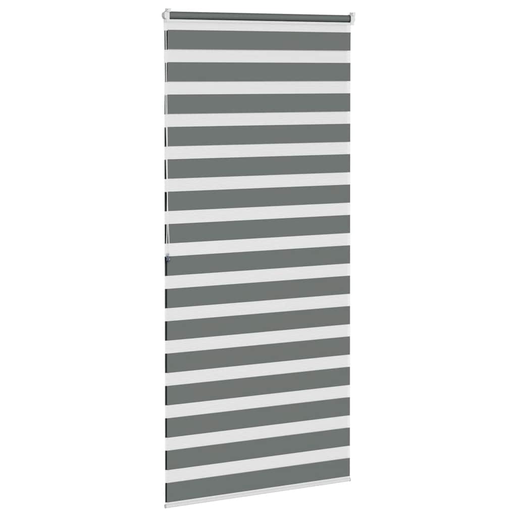 vidaXL Roleta zebra, ciemnoszara, szerokość tkaniny 90,9 cm, poliester