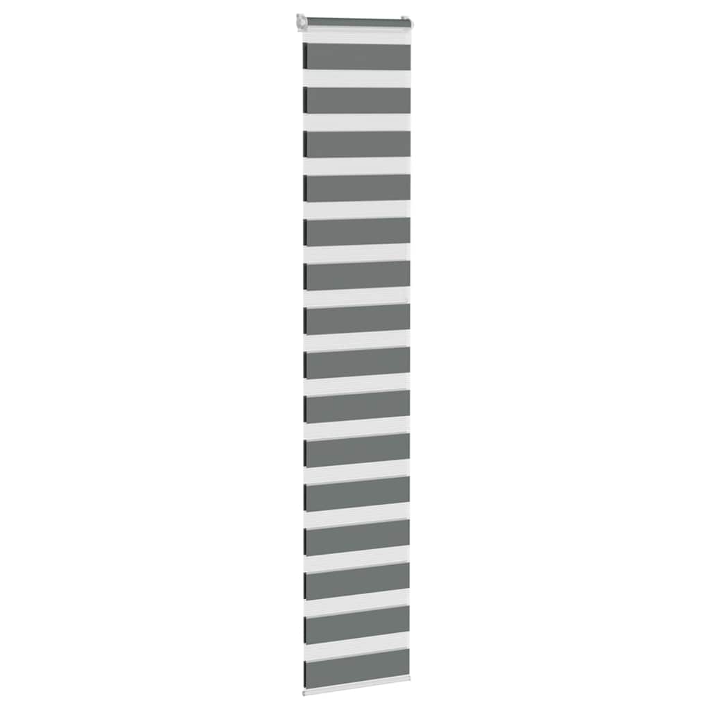vidaXL Roleta zebra, ciemnoszara, szerokość tkaniny 40,9 cm, poliester
