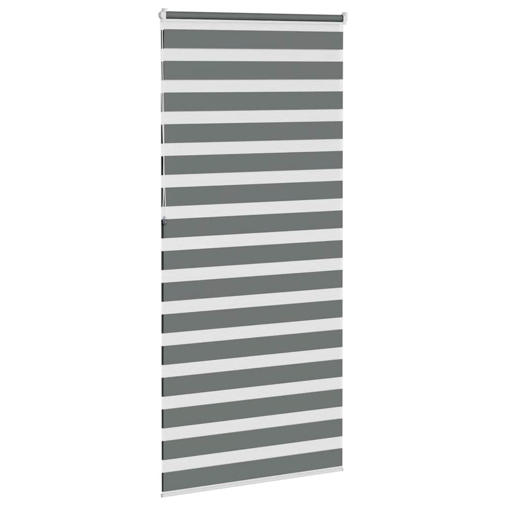 vidaXL Roleta zebra, ciemnoszara, szerokość tkaniny 90,9 cm, poliester