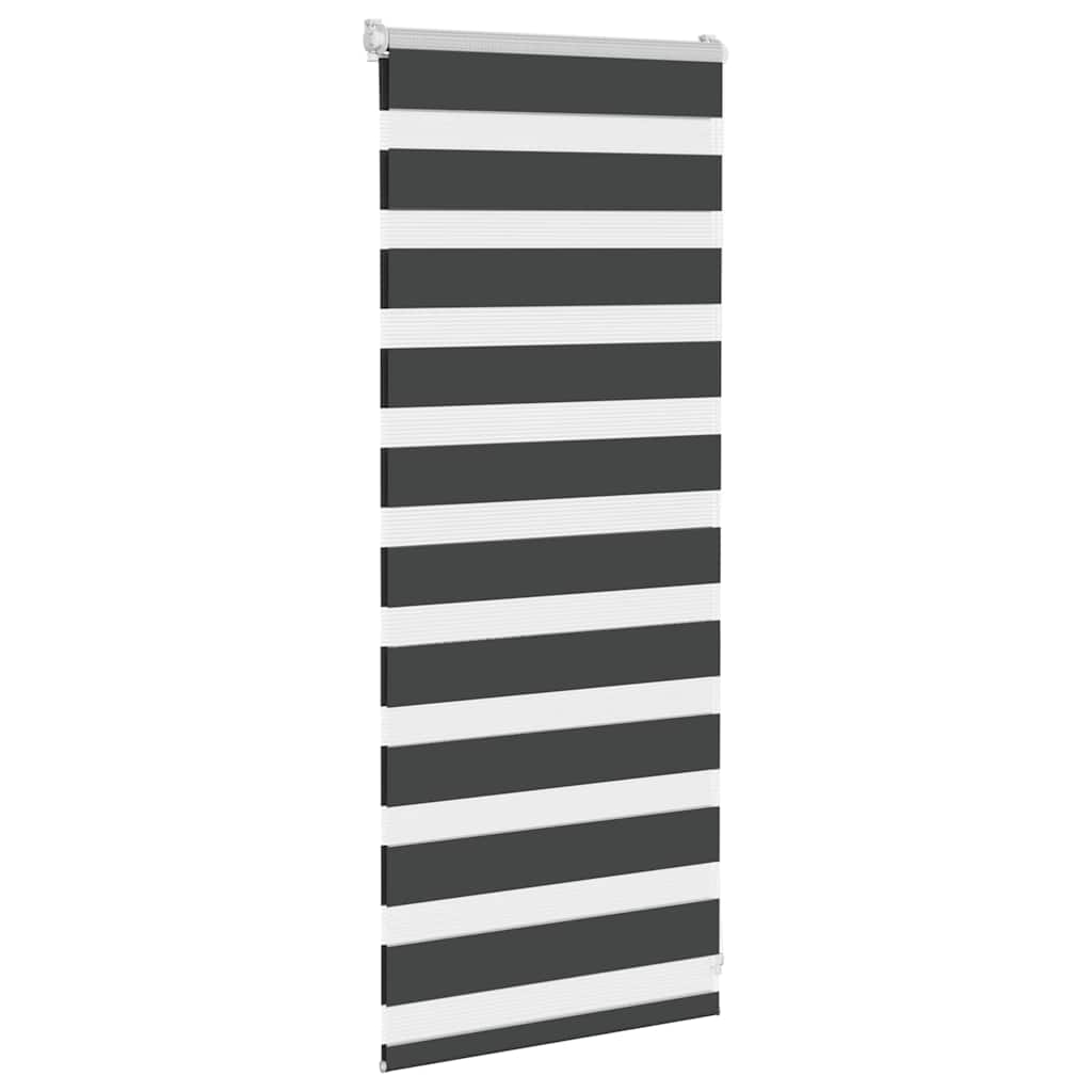 vidaXL Roleta zebra, czarna, szerokość tkaniny 55,9 cm, poliester