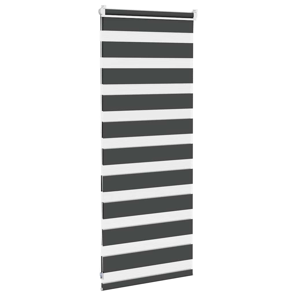vidaXL Roleta zebra, czarna, szerokość tkaniny 55,9 cm, poliester