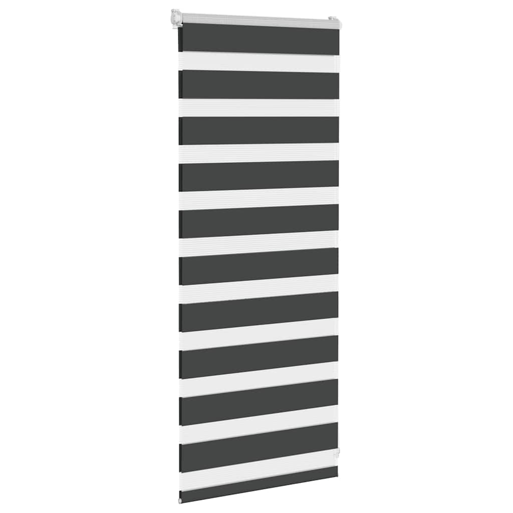 vidaXL Roleta zebra, czarna, szerokość tkaniny 60,9 cm, poliester