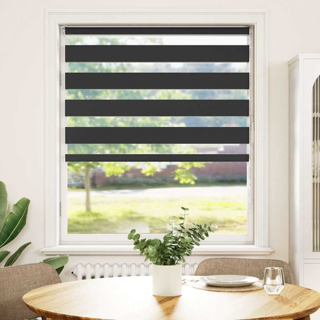 vidaXL Roleta zebra, czarna, szerokość tkaniny 95,9 cm, poliester