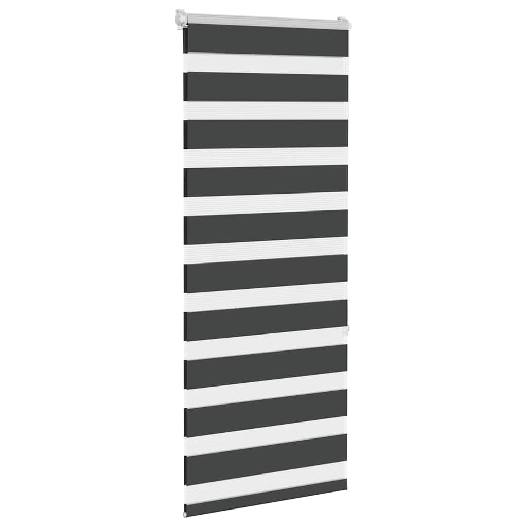 vidaXL Roleta zebra, czarna, szerokość tkaniny 50,9 cm, poliester
