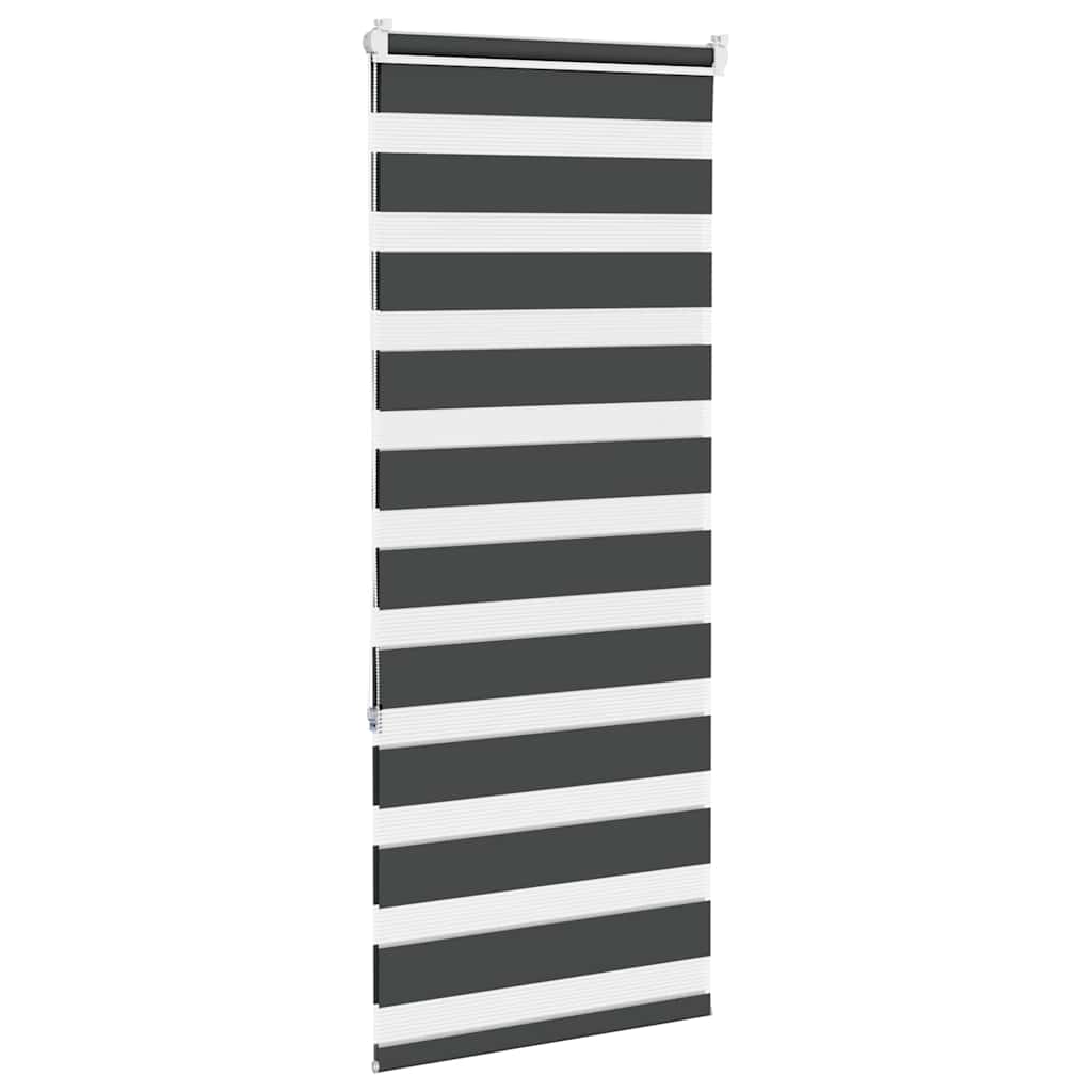 vidaXL Roleta zebra, czarna, szerokość tkaniny 50,9 cm, poliester