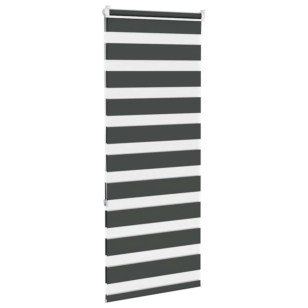 vidaXL Roleta zebra, czarna, szerokość tkaniny 55,9 cm, poliester