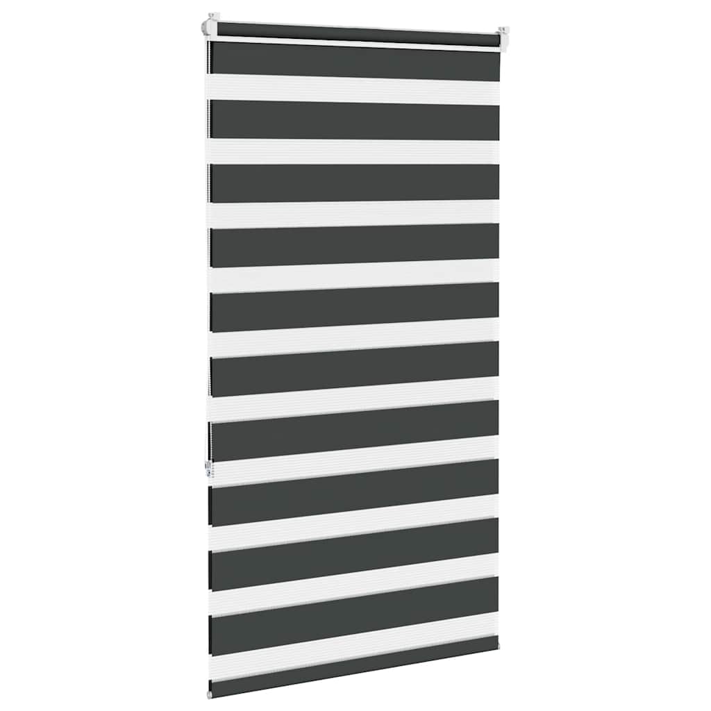 vidaXL Roleta zebra, czarna, szerokość tkaniny 75,9 cm, poliester