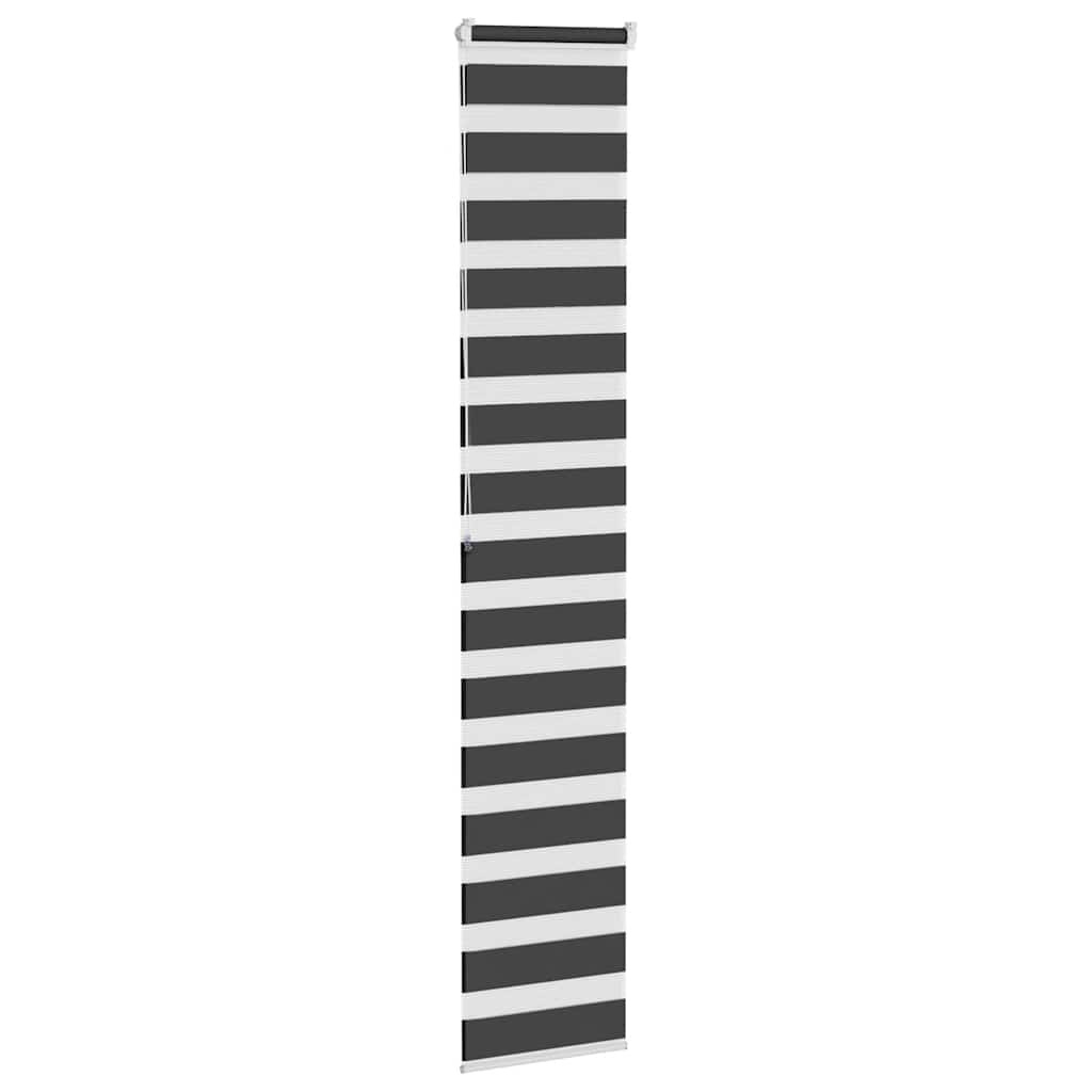 vidaXL Roleta zebra, czarna, szerokość tkaniny 35,9 cm, poliester