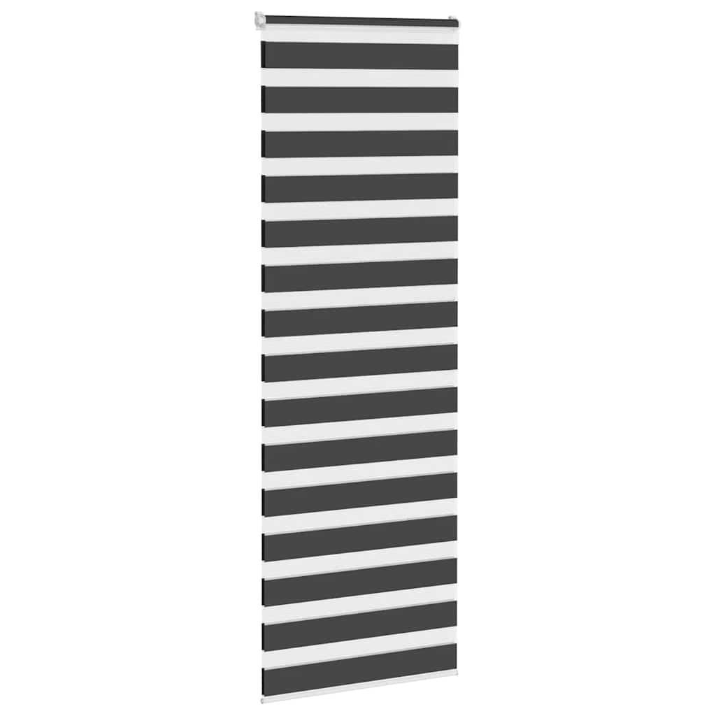 vidaXL Roleta zebra, czarna, szerokość tkaniny 85,9 cm, poliester