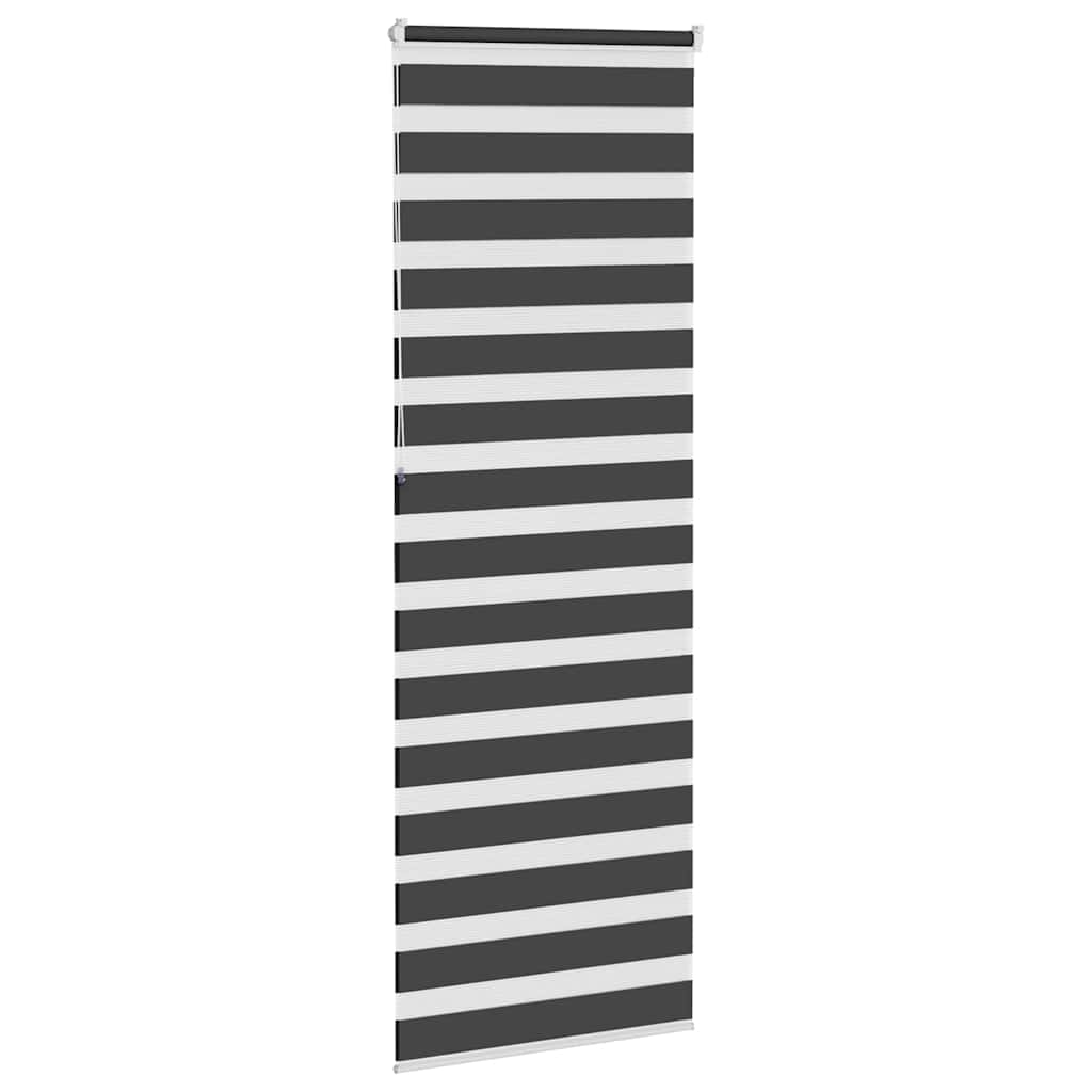 vidaXL Roleta zebra, czarna, szerokość tkaniny 85,9 cm, poliester