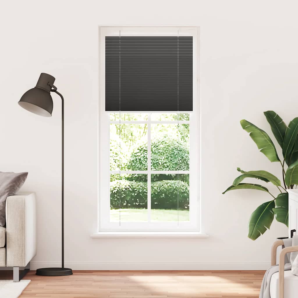 vidaXL Roleta plisowana czarna 85x200 cm Szerokość tkaniny 84,4 cm