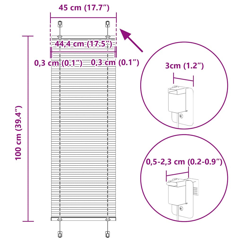 vidaXL Roleta plisowana Zielony Benzyna 45x100 cm Szerokość tkaniny
