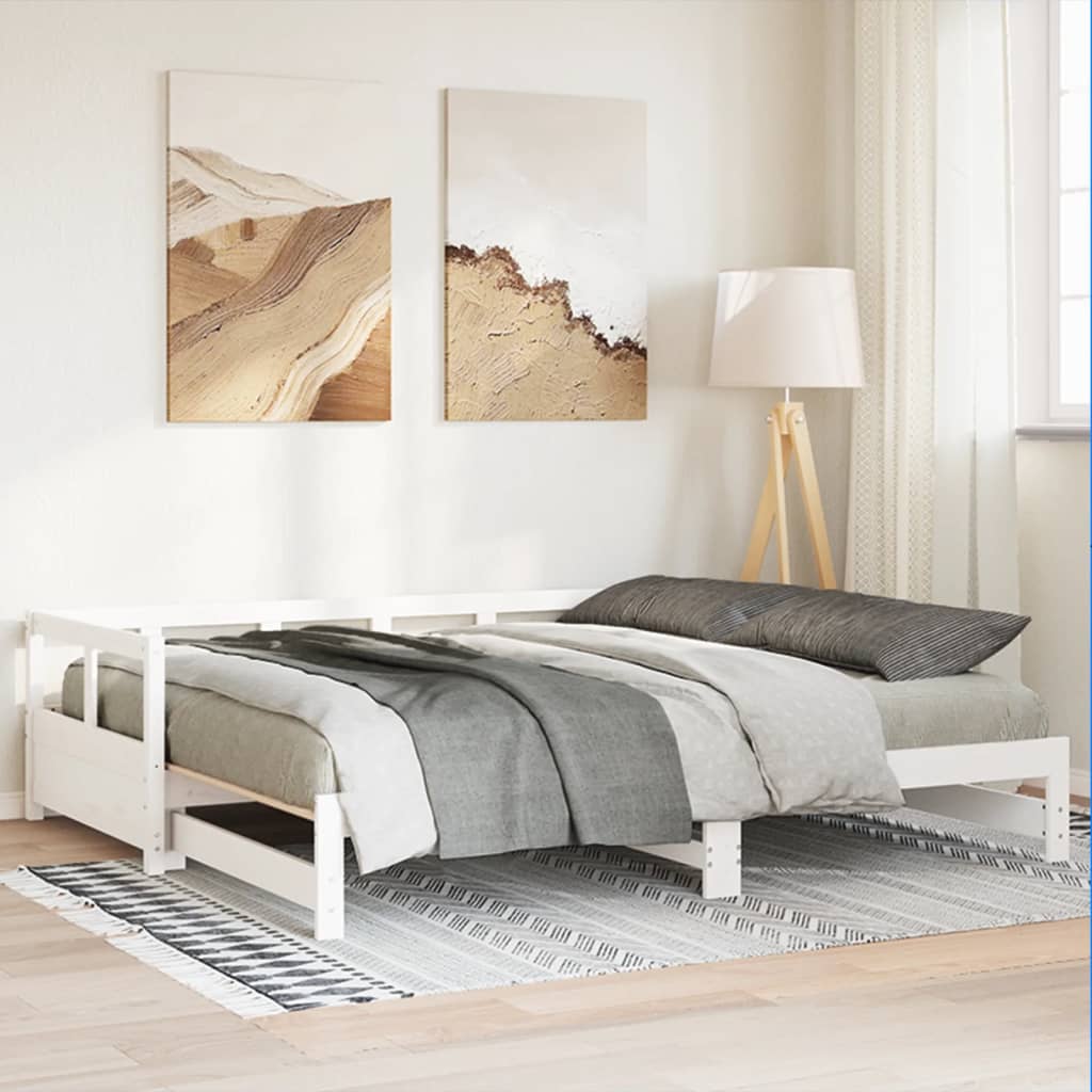 vidaXL Łóżko dzienne bez materaca, białe, 90x200 cm, drewno sosnowe