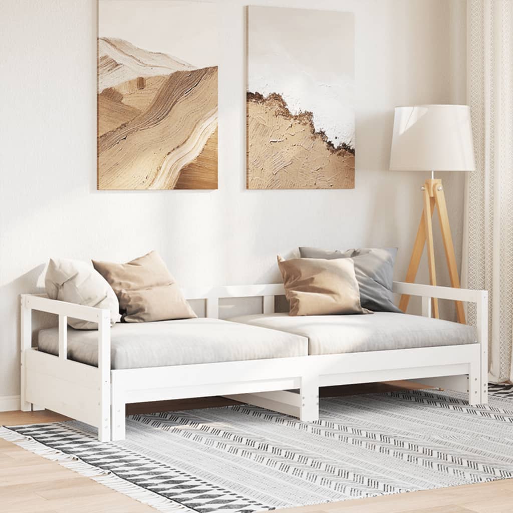 vidaXL Łóżko dzienne bez materaca, białe, 90x200 cm, drewno sosnowe