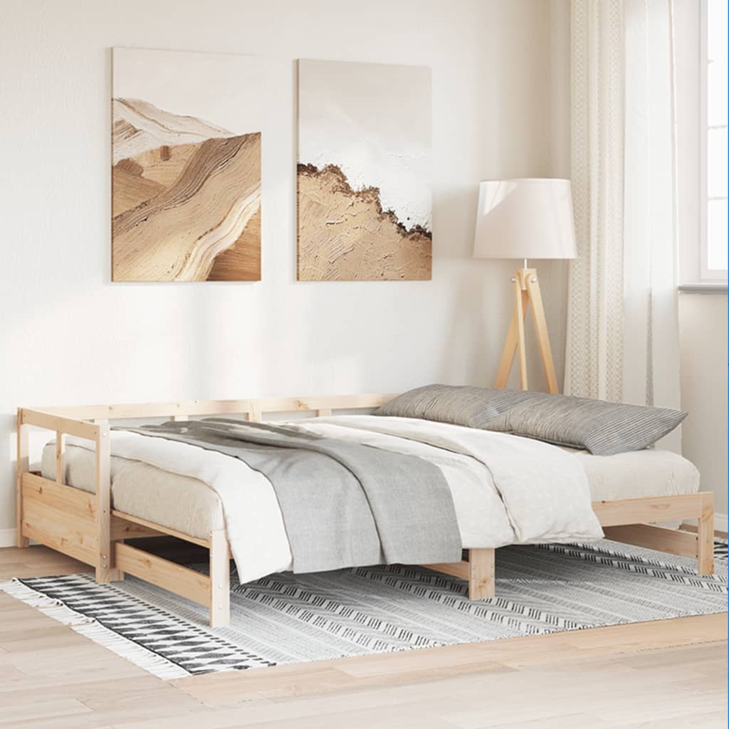 vidaXL Łóżko dzienne bez materaca, 90x190 cm, lite drewno sosnowe