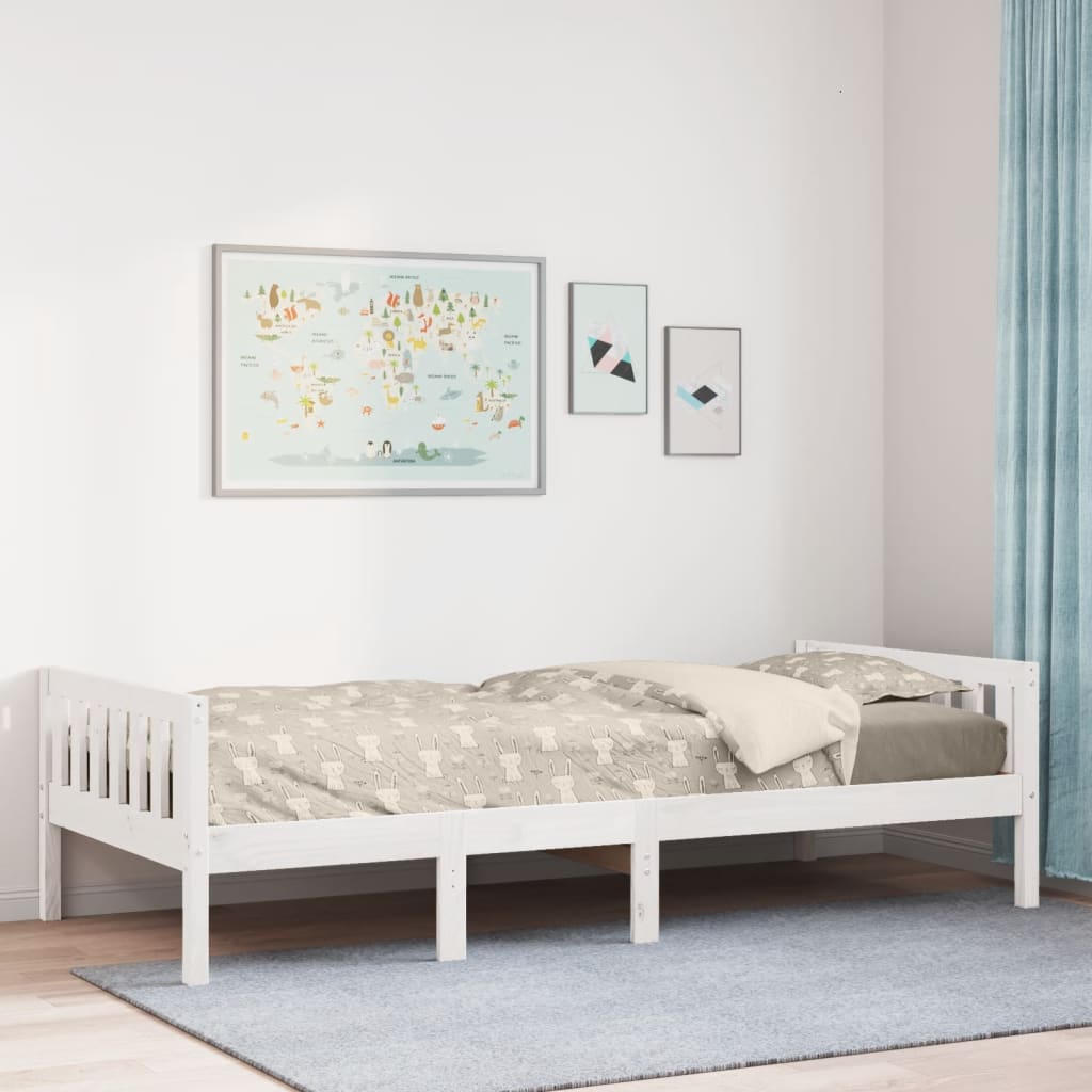 vidaXL Łóżko dziecięce bez materaca, białe, 90x200 cm, drewno sosnowe