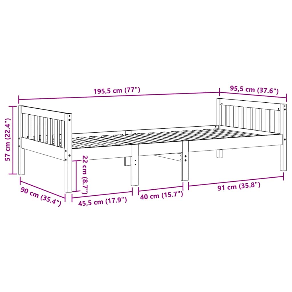 vidaXL Łóżko dziecięce bez materaca, 90x190 cm, lite drewno sosnowe