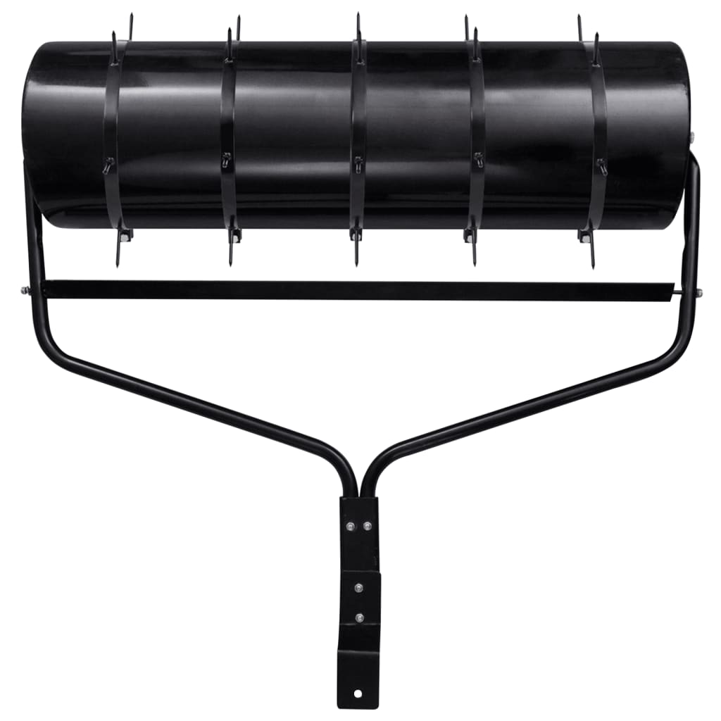 vidaXL Walec do trawnika do ciągnięcia z aeratorem, czarny, 63 L, żelazo