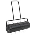 vidaXL Walec do trawnika do ciągnięcia z aeratorem, czarny, 63 L, żelazo i stal