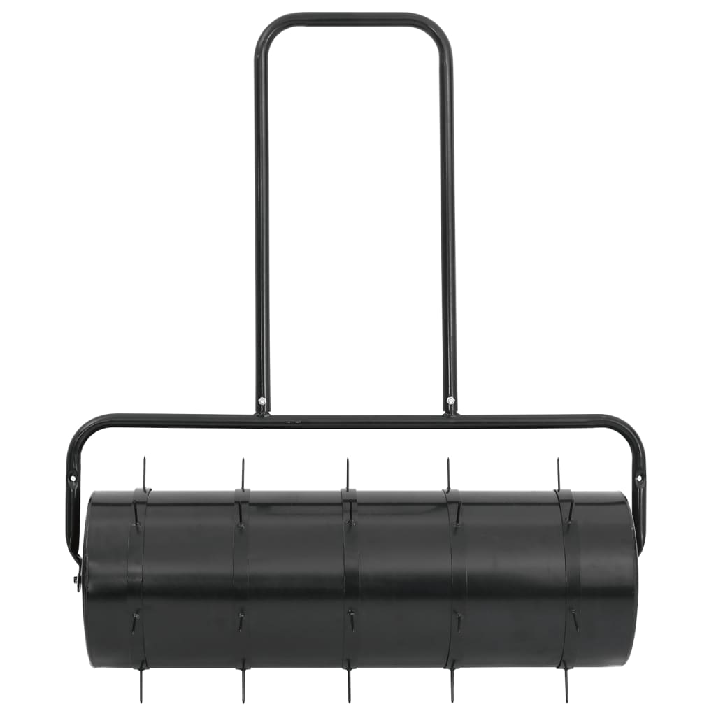 vidaXL Walec do trawnika do ciągnięcia z aeratorem, czarny, 63 L, żelazo i stal