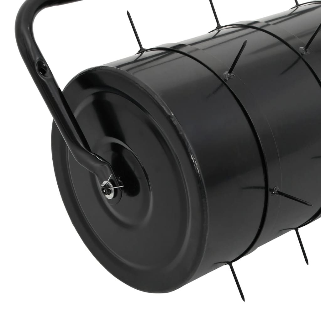 vidaXL Walec do trawnika do ciągnięcia z aeratorem, czarny, 63 L, żelazo i stal