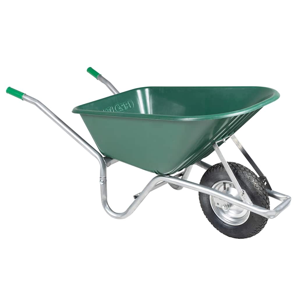 vidaXL Taczka, zielona, 90 L, 150 kg, galwanizowana stal i plastik