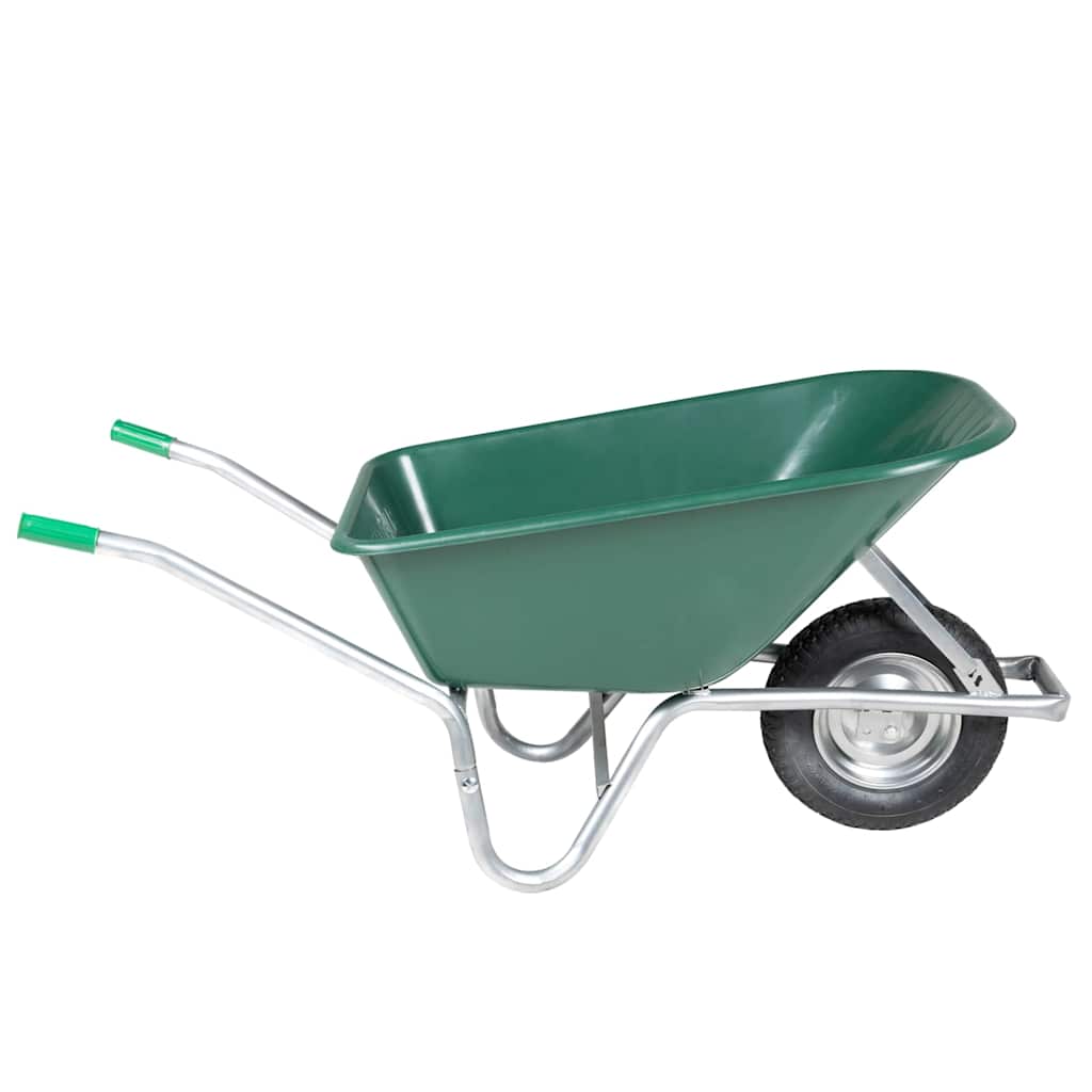 vidaXL Taczka, zielona, 90 L, 150 kg, galwanizowana stal i plastik