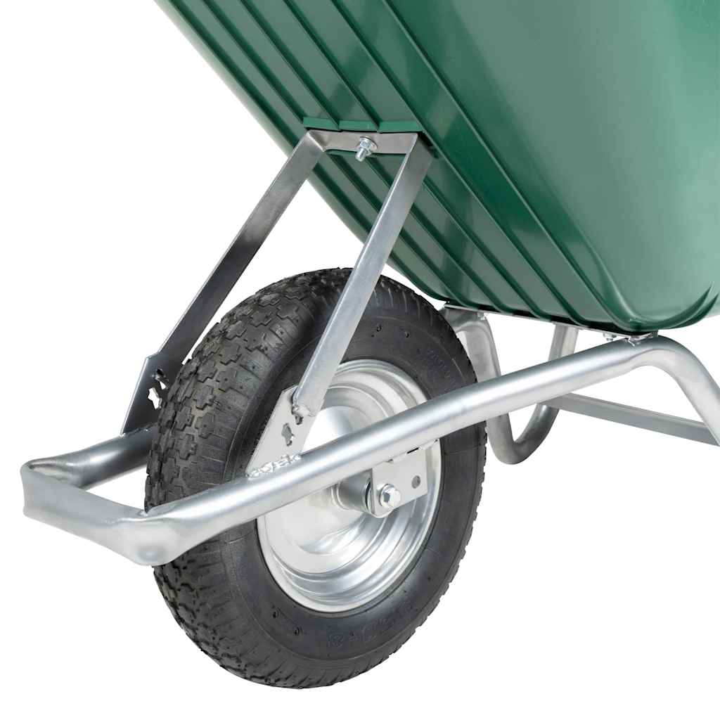 vidaXL Taczka, zielona, 90 L, 150 kg, galwanizowana stal i plastik