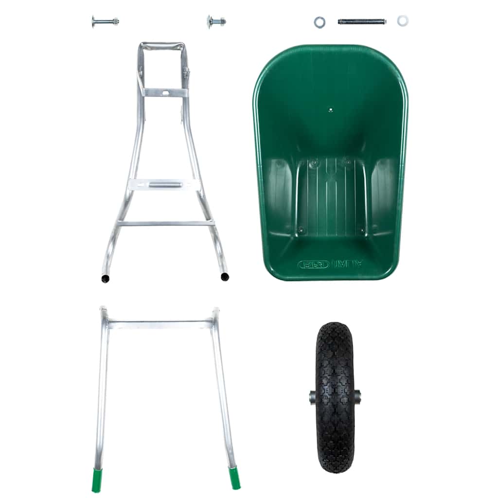 vidaXL Taczka, zielona, 90 L, 150 kg, galwanizowana stal i plastik